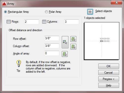 Array Dialog Box in AutoCAD 2010