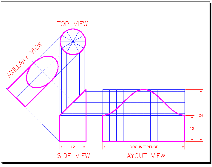 Orthographic Projection for ducts in AutCAD