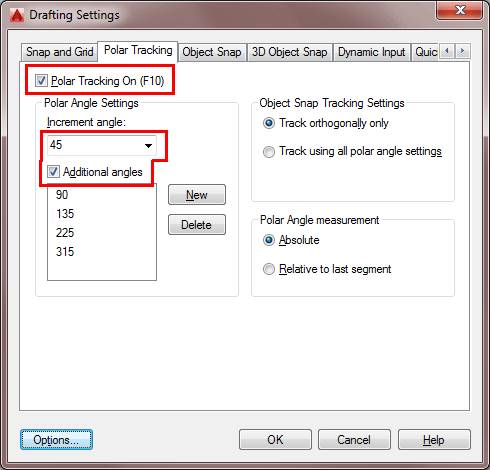 Drafting Setting Dialog Box