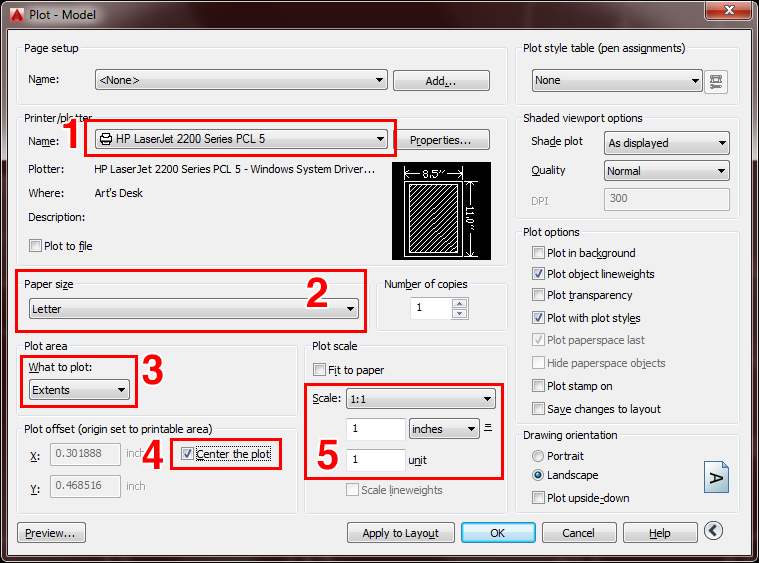 AutoCAD 2010 Plot Dialog Box