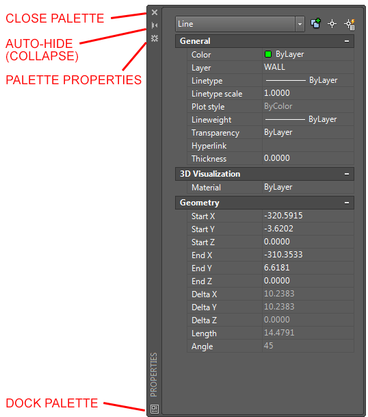 Properties Palette in AutoCAD