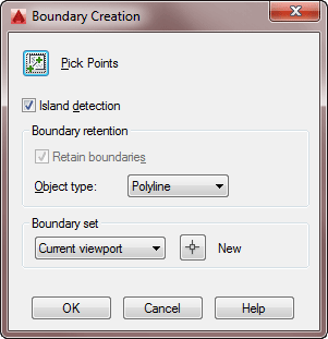 Boundary dialog box in AutoCAD