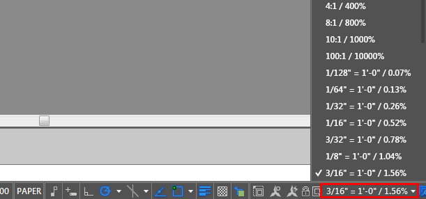 Selecting a scale in AutoCAD for a viewport