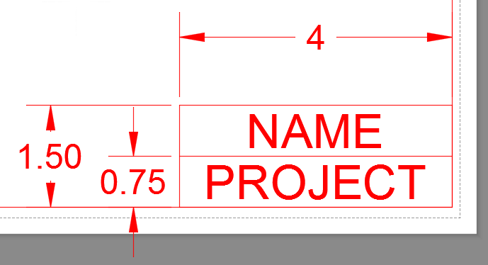 Simple title block, name project, 1.5, 0.75, 4