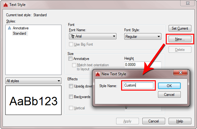 Text Style Dialog Box