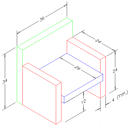 AutoCAD chair 3D exercise