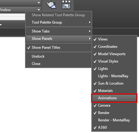 How to turn on animation. Show Panels, Animations 