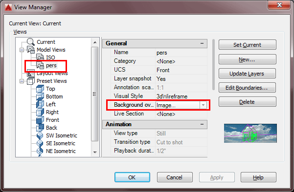 View Dialog in AutoCAD 2016