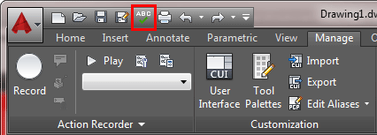 Spell Check added to Quick Access Toolbar in AutoCAD