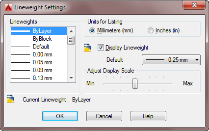 LIneweight Settings