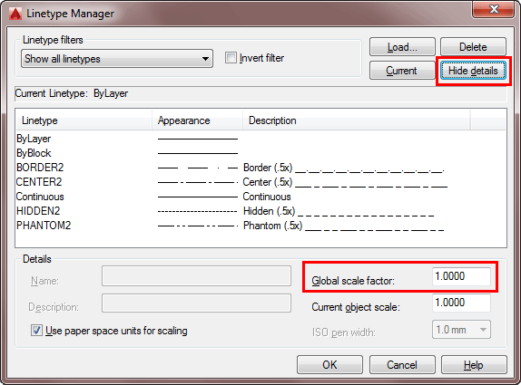 Linetype Dialog Details