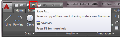 Save as, dwt, save a copy of the current drawing under a new file name