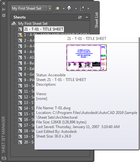 Sheet Set Options in AutoCAD